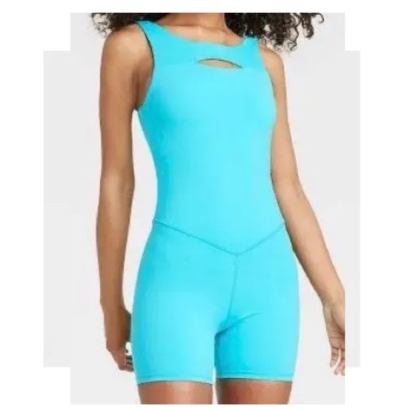 NWT JoyLab Women's Cut-Out Bodysuit unitard Wave Blue - Picture 4 of 7